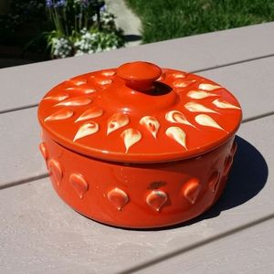 Vintage Glazed Ceramic Bowl with Lid